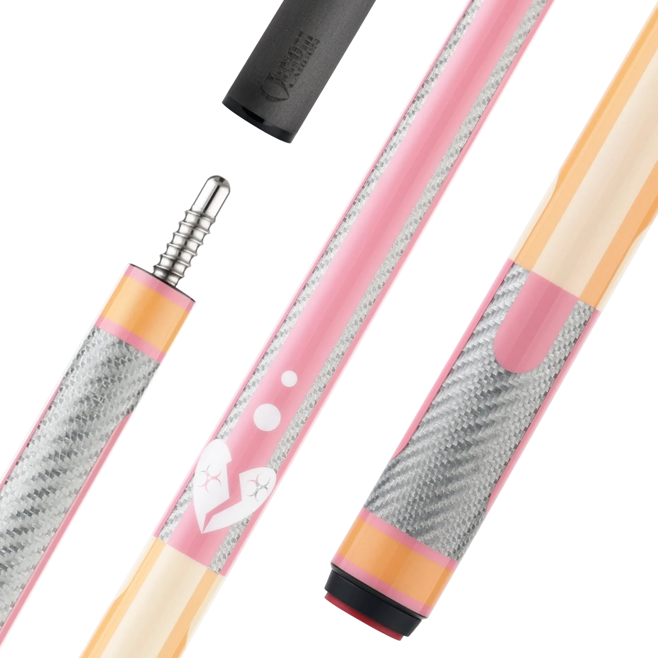 Poison Candy Sugar Pool Cue with Carbon Fiber Shaft - Peach/Pink - No Wrap