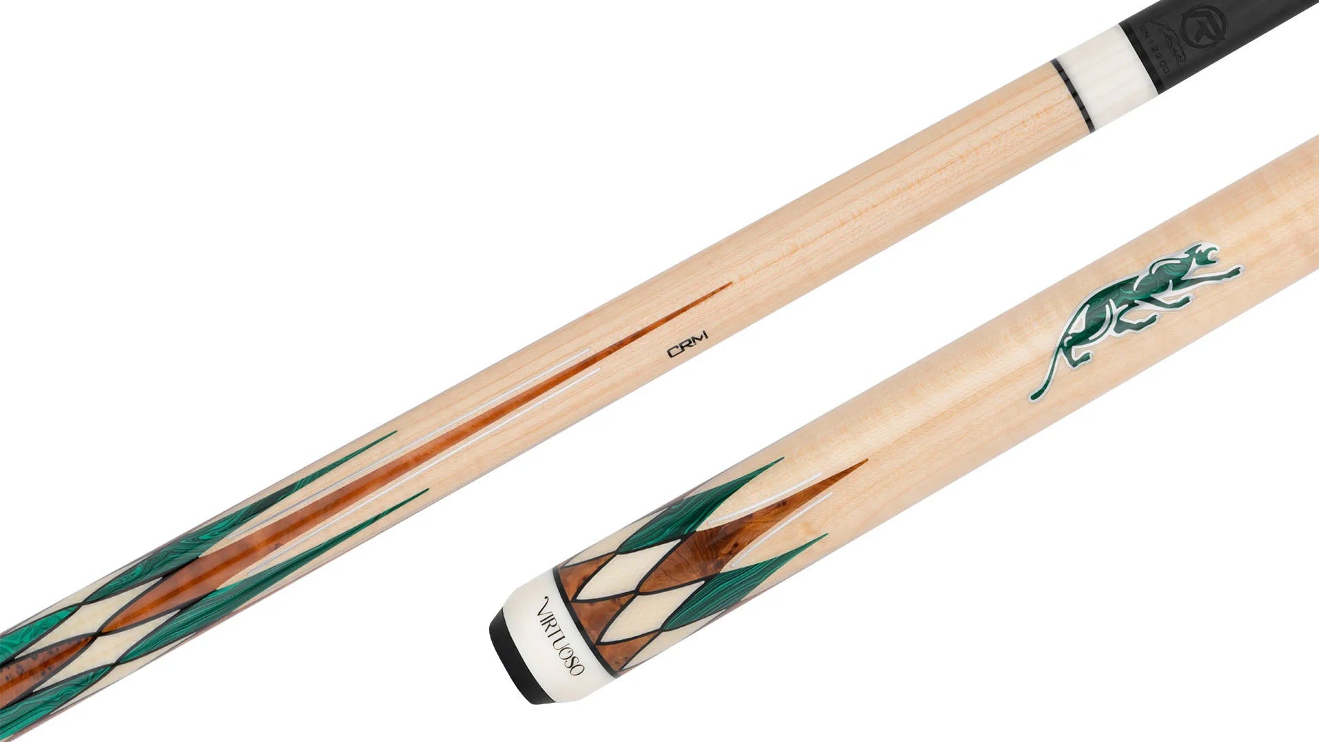 Predator CRM Virtuoso Natural Curly Maple / Green Malachite Carom Cue and 3-Cushion Cue