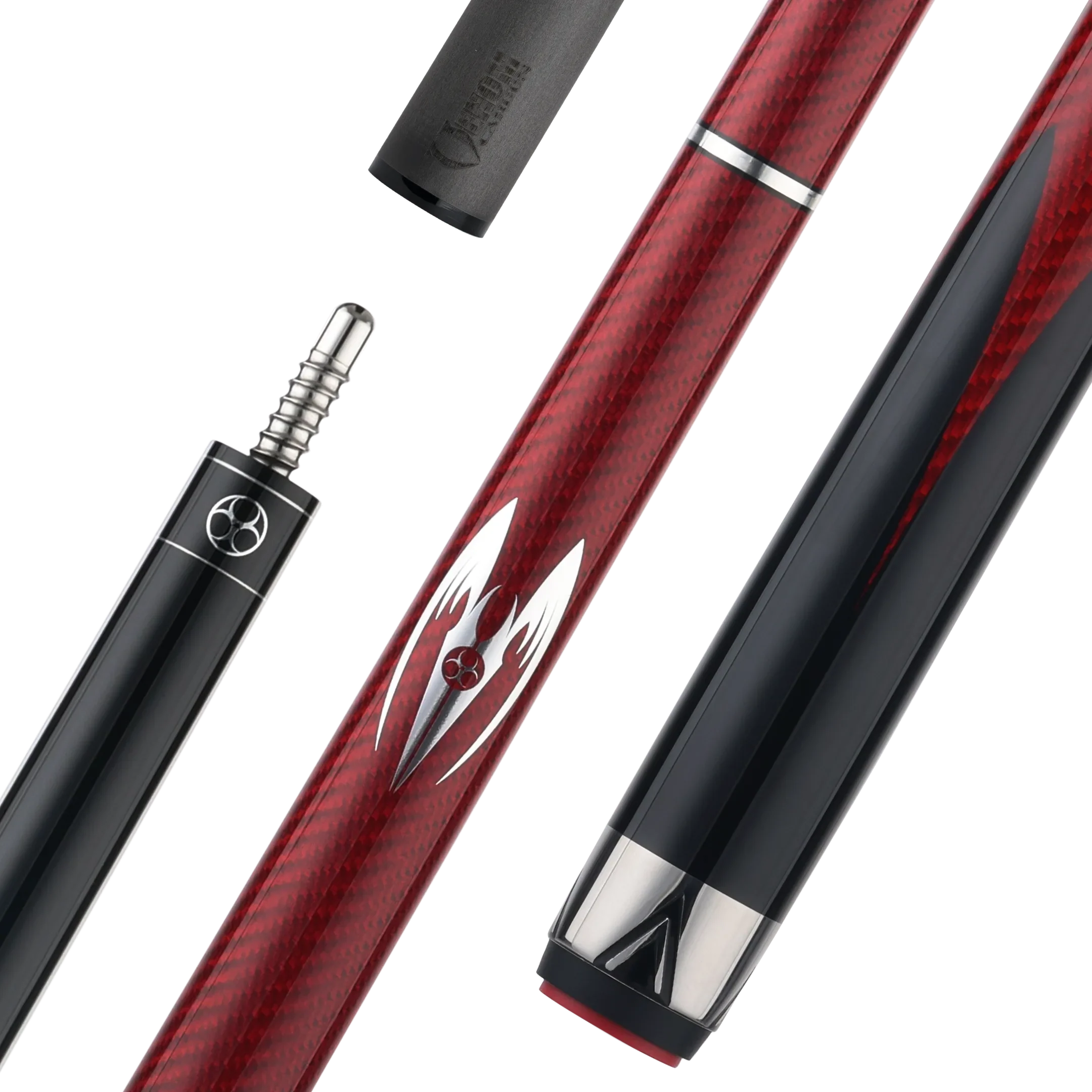 Poison Maelith Pool Cue with Carbon Fiber Shaft - Black/Red - No Wrap