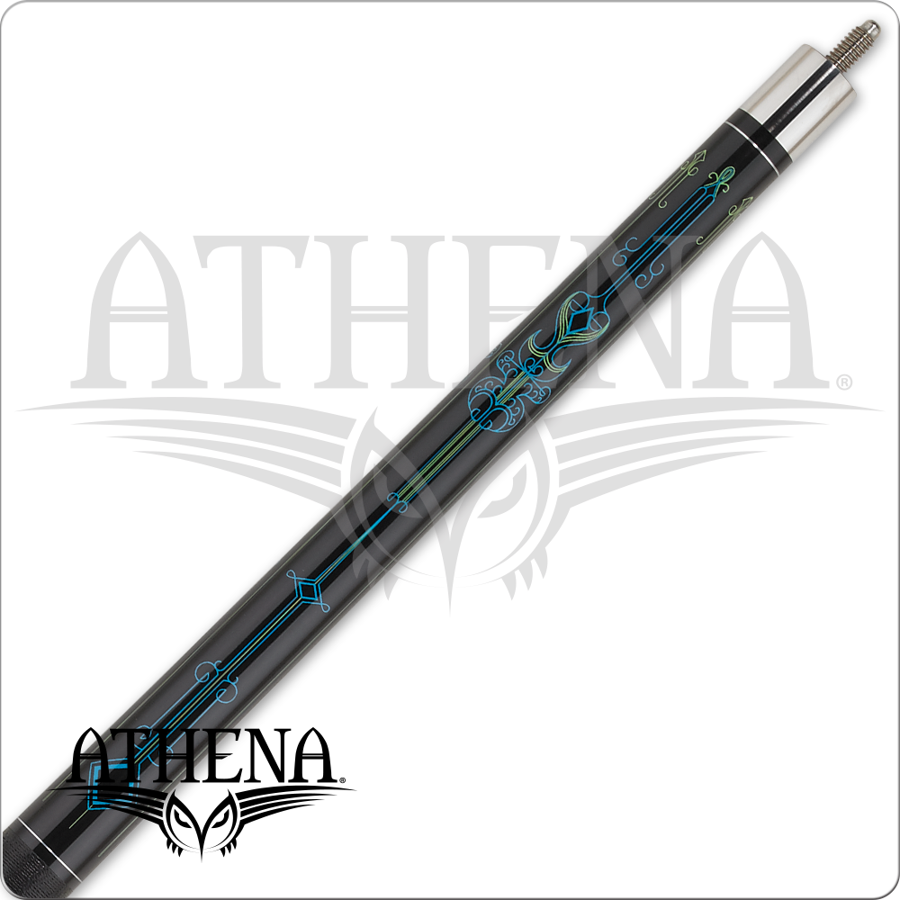 Athena ATH51 Pool Cue, Green & Blue Pin Stripe Design