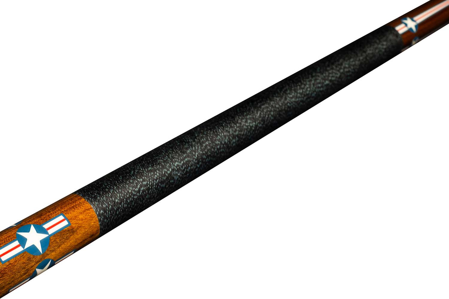 Viking Defender DF1500 124 Red, White, and Blue Inlays Cue, East Indian Rosewood Forearm and Butt Sleeve