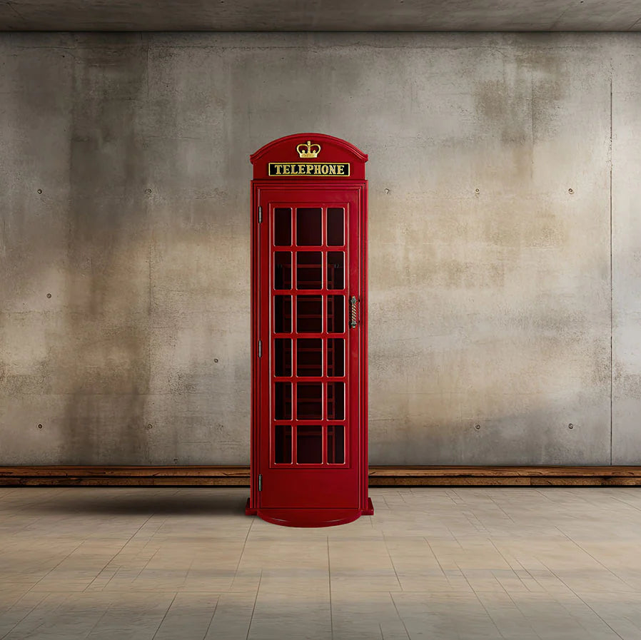 Ram Game Room Red Old English Telephone Booth Cue Holder - Red