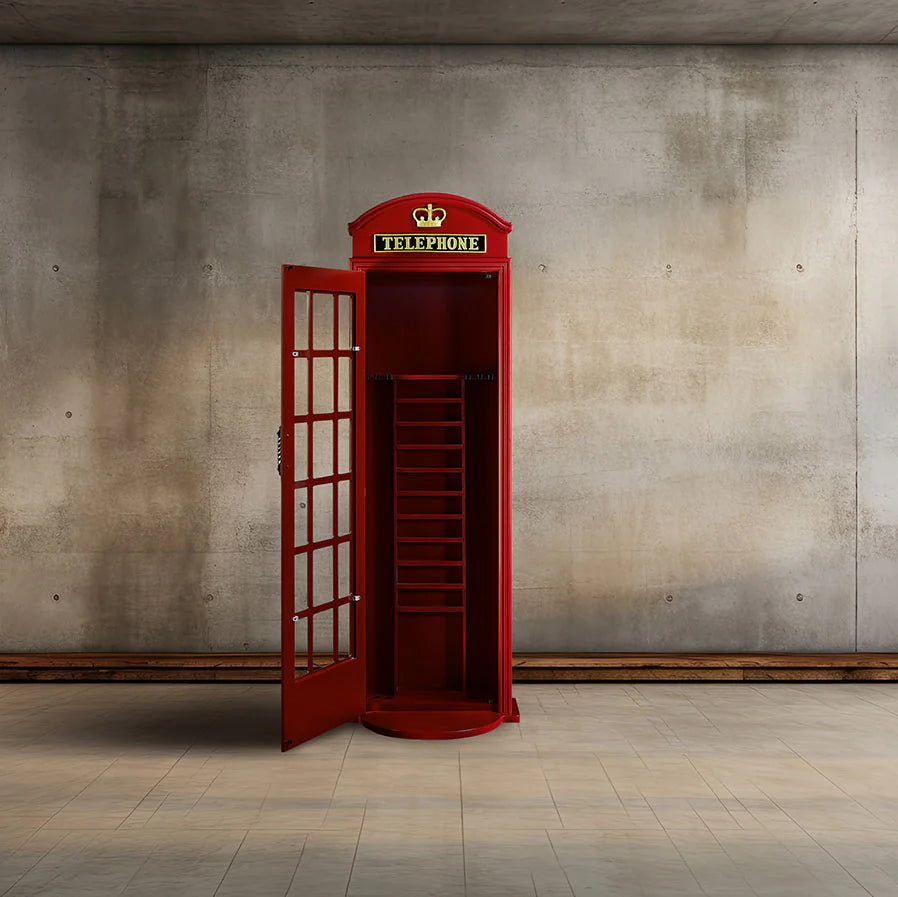 Ram Game Room Red Old English Telephone Booth Cue Holder - Red