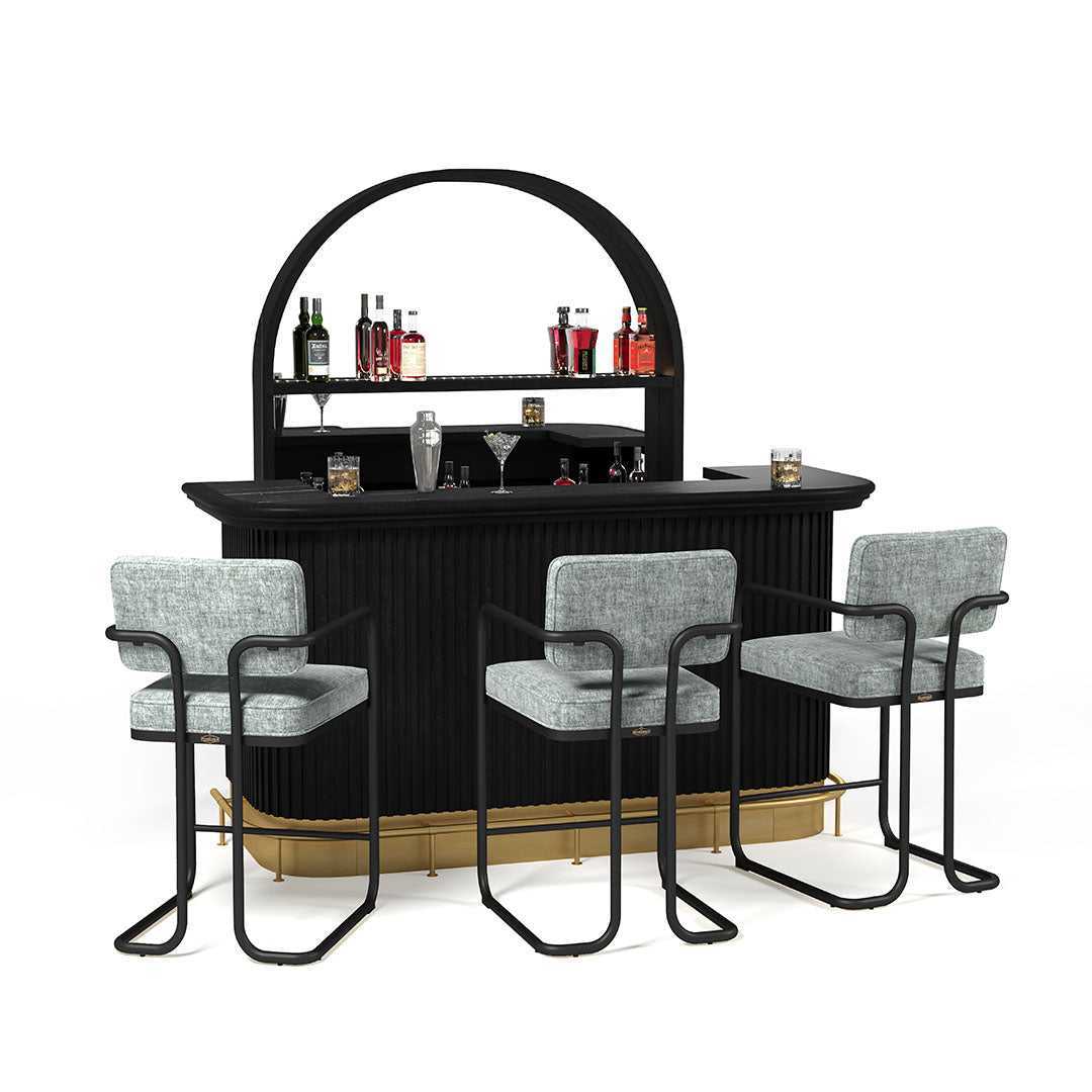 Ram Game Room Prohibition Series Barstool with Arms - Gray