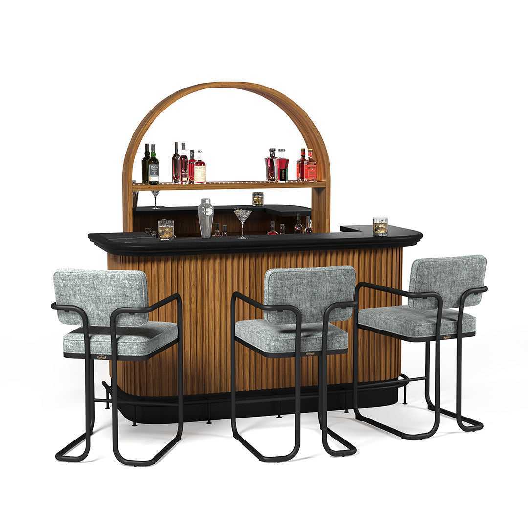 Ram Game Room Prohibition Series Barstool with Arms - Gray
