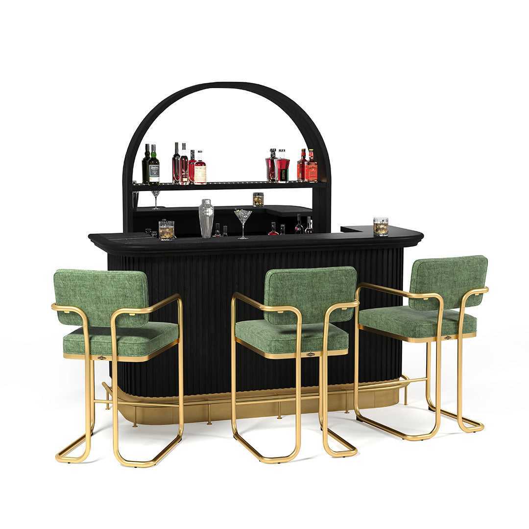 Ram Game Room Prohibition Series Barstool with Arms - Green