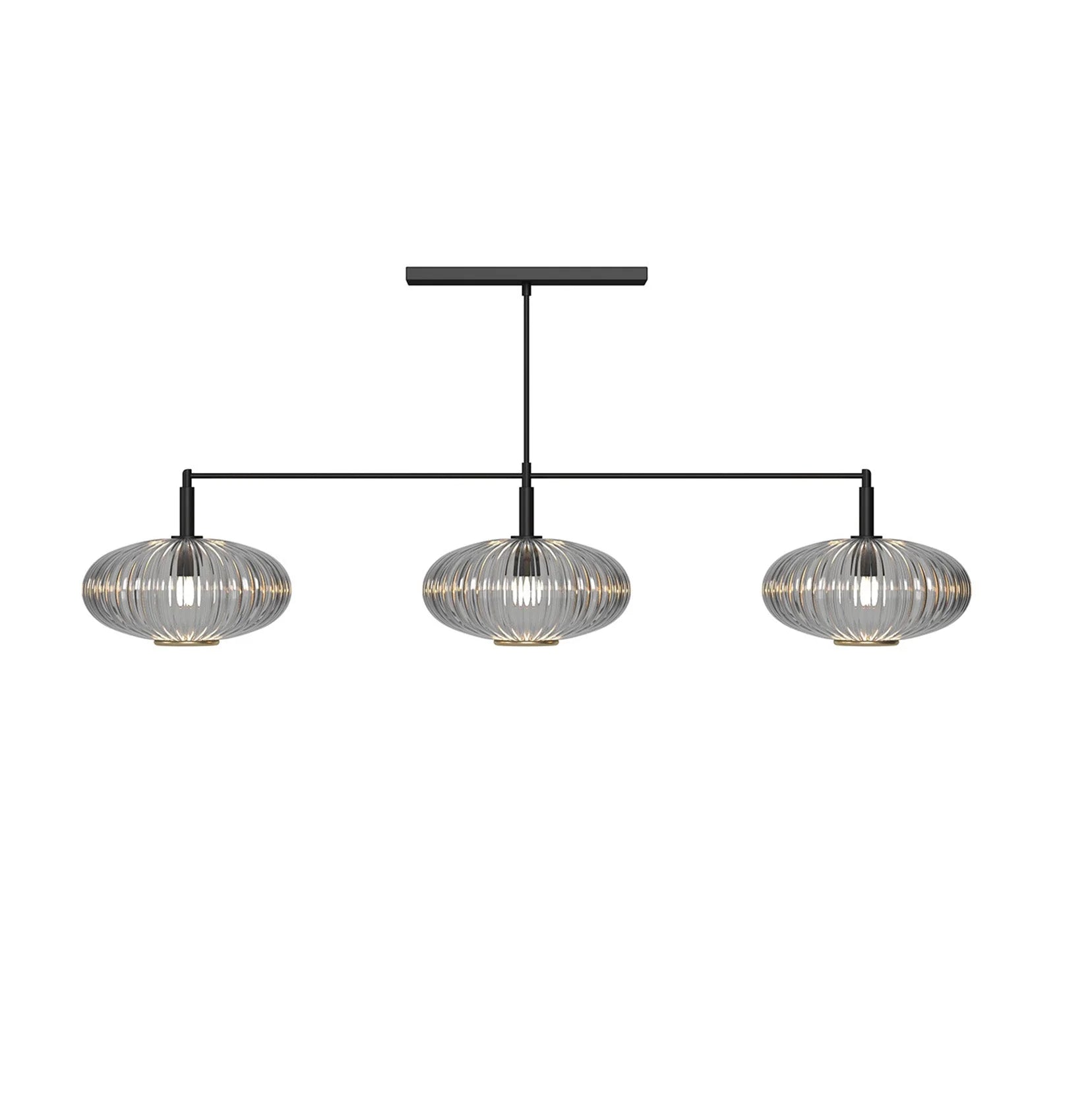 Ram Game Room Prohibition 54" 3 Light Glass Shade Fixture, Black & Smoke