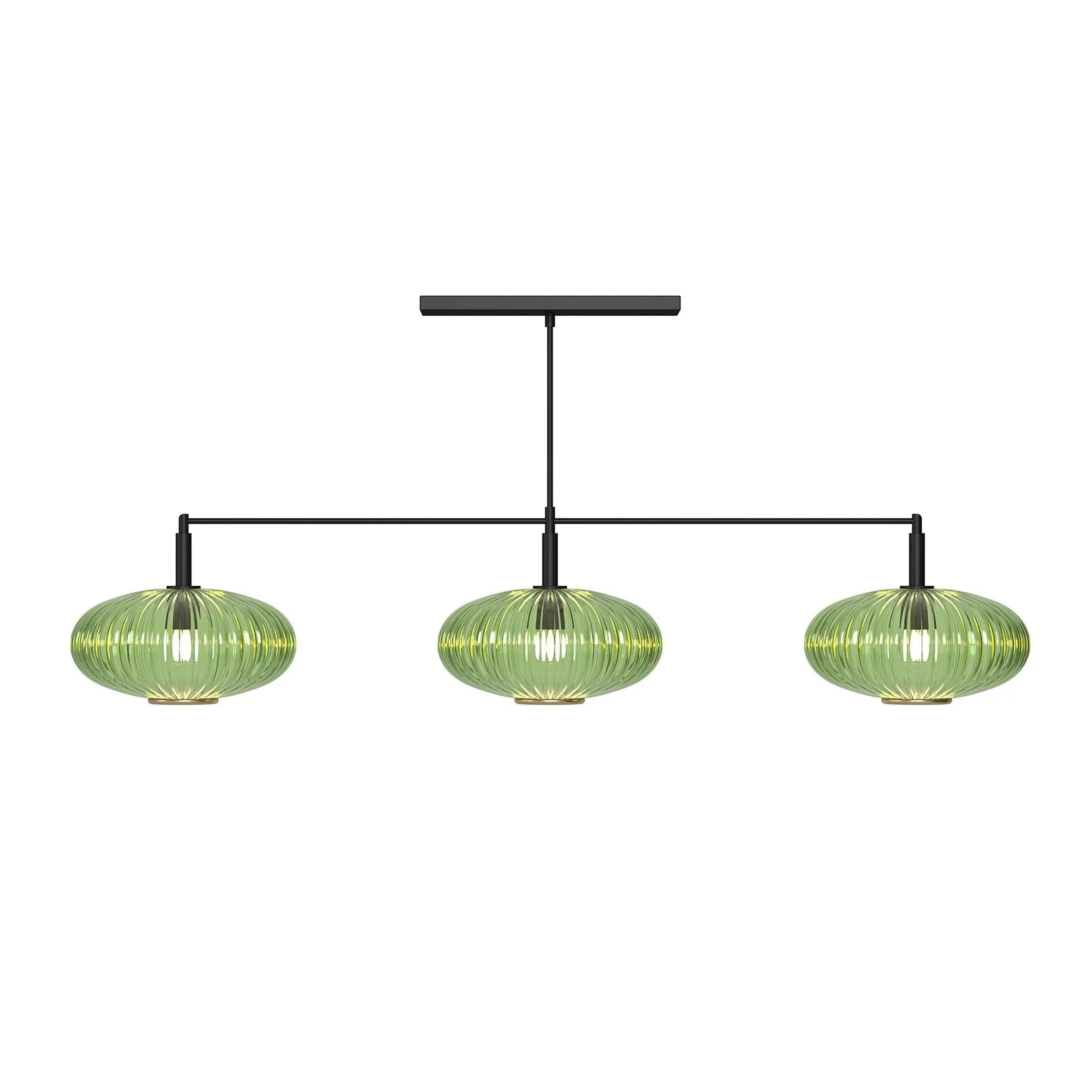 Ram Game Room Prohibition 54" 3 Light Glass Shade Fixture, Black & Green