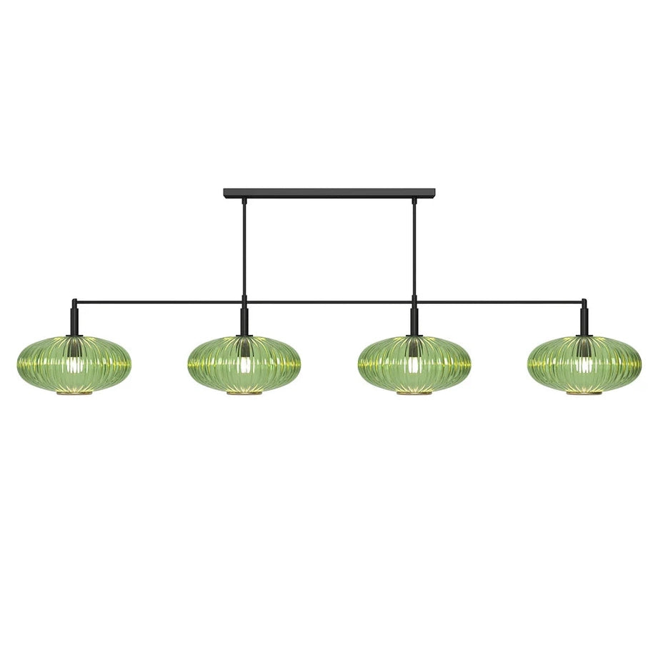 Ram Game Room Prohibition 65" 4 Glass Shade Fixture, Black & Green