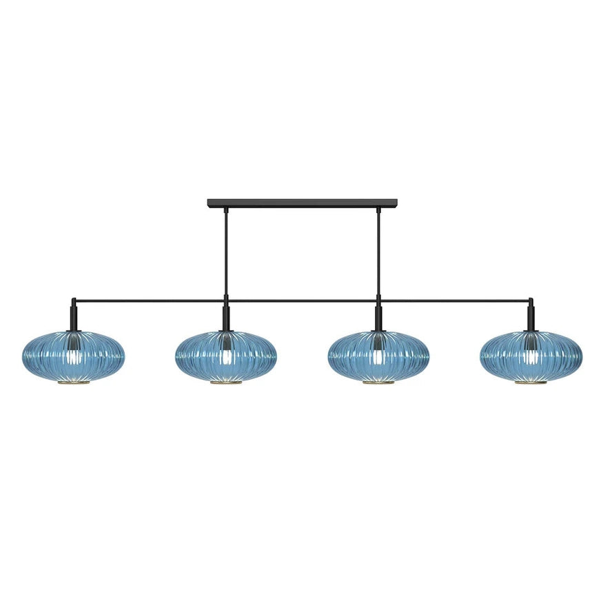 Ram Game Room Prohibition 65" 4 Glass Shade Fixture, Black & Blue