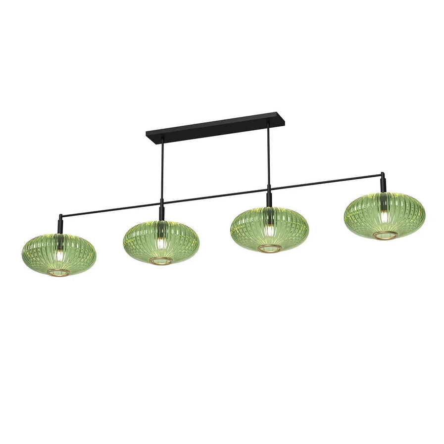 Ram Game Room Prohibition 65" 4 Glass Shade Fixture, Black & Green
