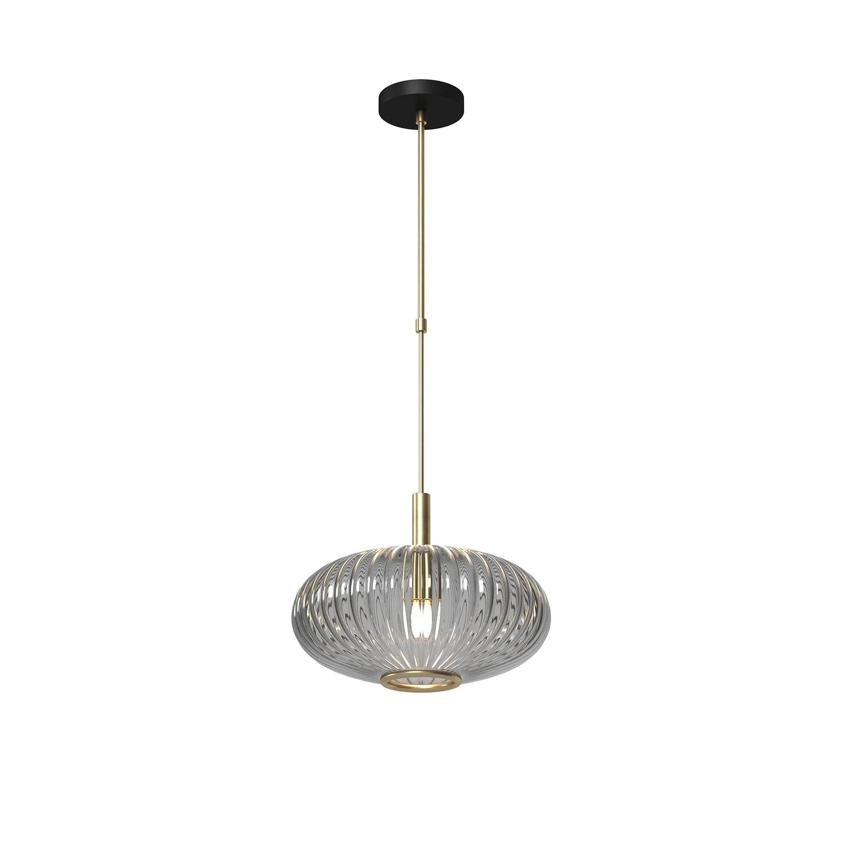 Ram Game Room Prohibition Single Pendant Light Fixture, Brass & Smoke