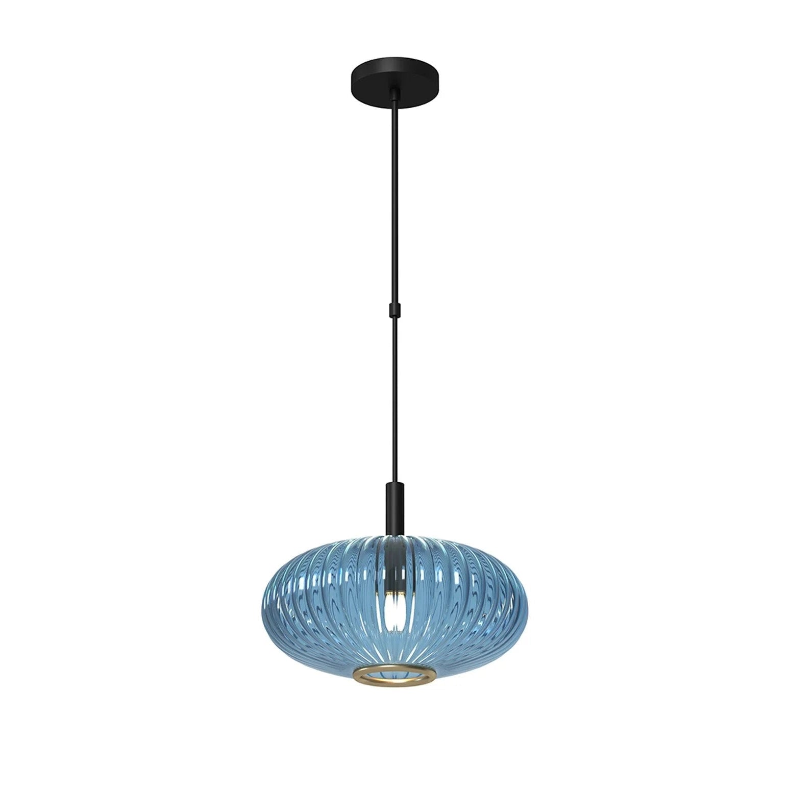 Ram Game Room Prohibition Single Pendant Light Fixture, Black & Blue