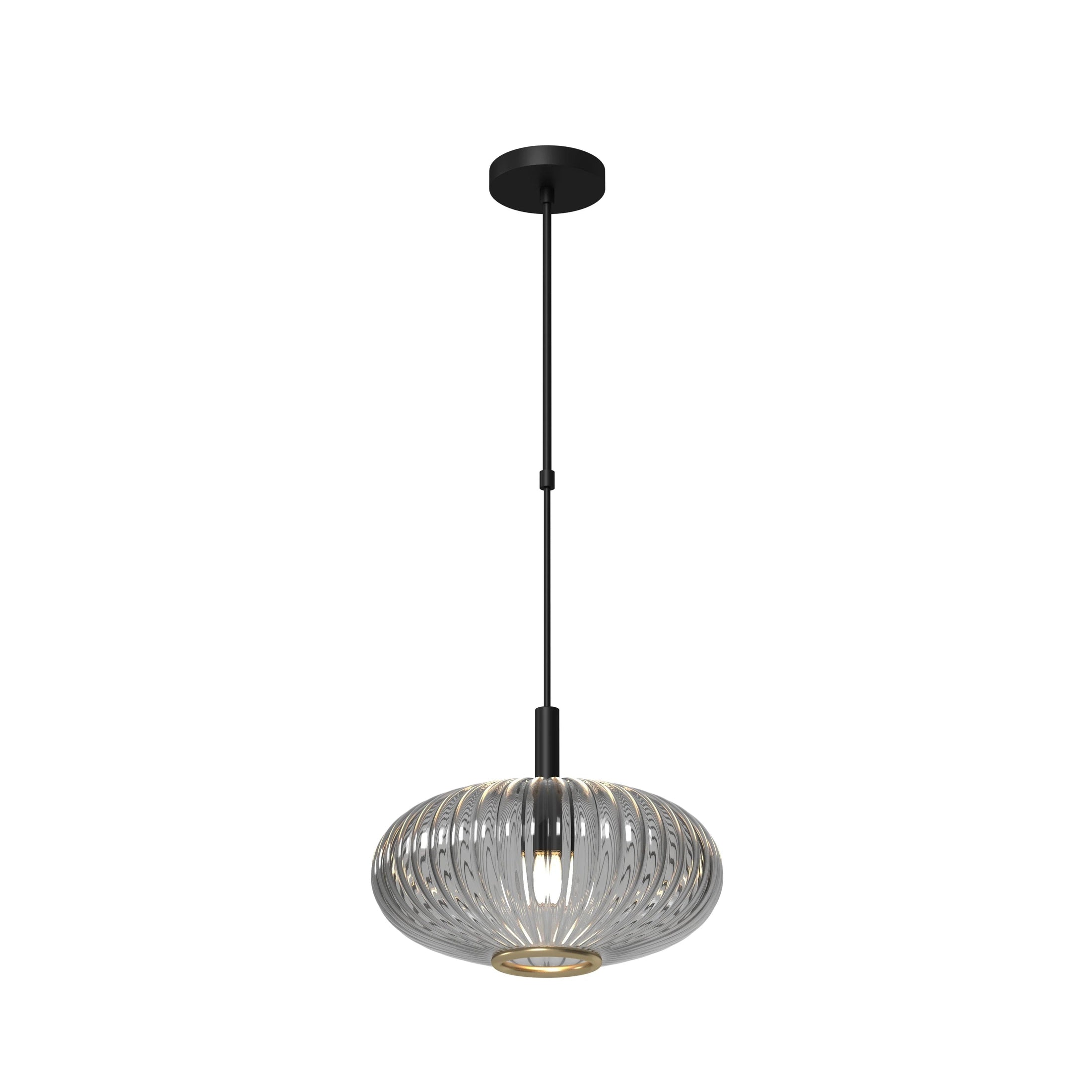Ram Game Room Prohibition Single Pendant Light Fixture, Black & Smoke