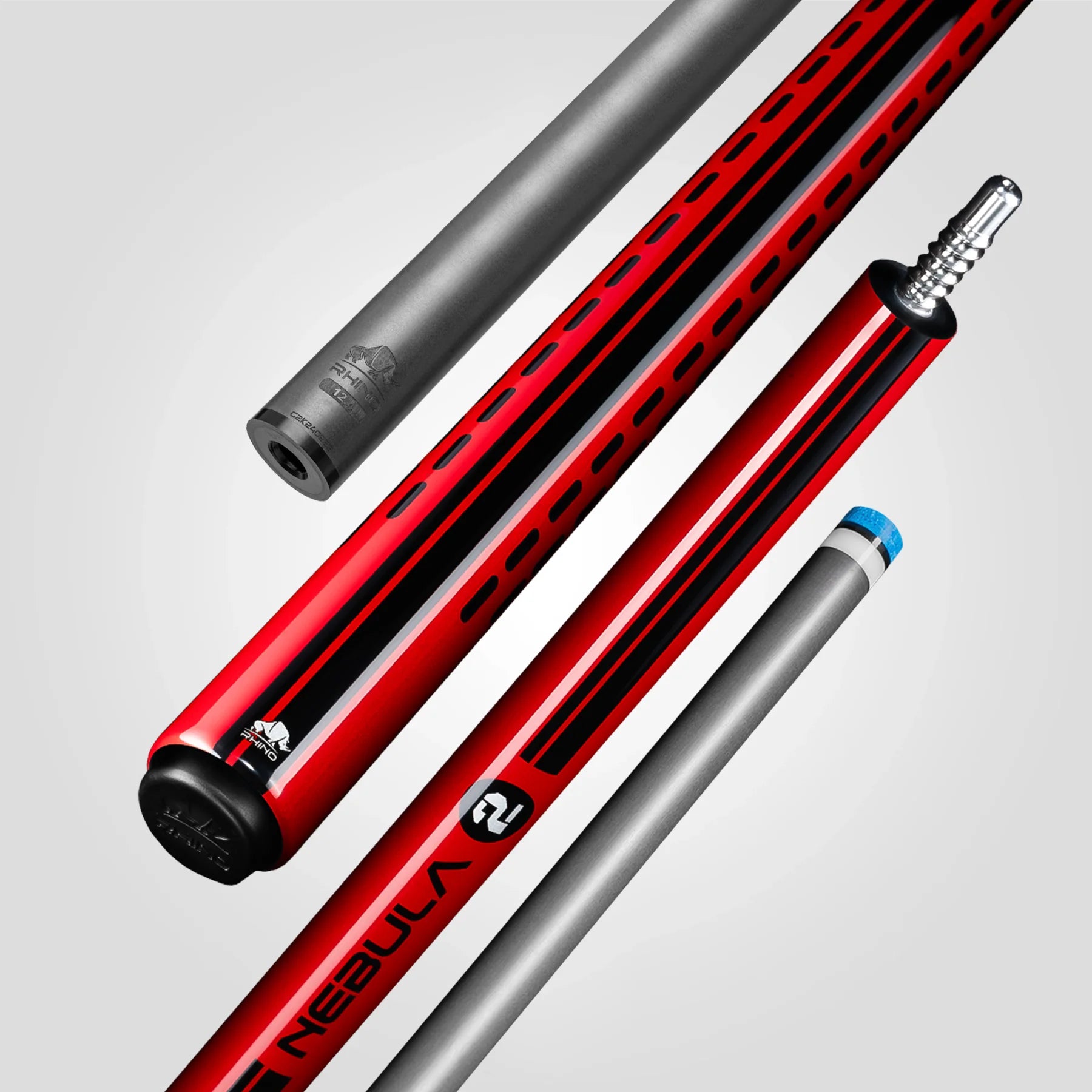 Rhino Nebula 2 Wrapless Pool Cue, Crimson Red