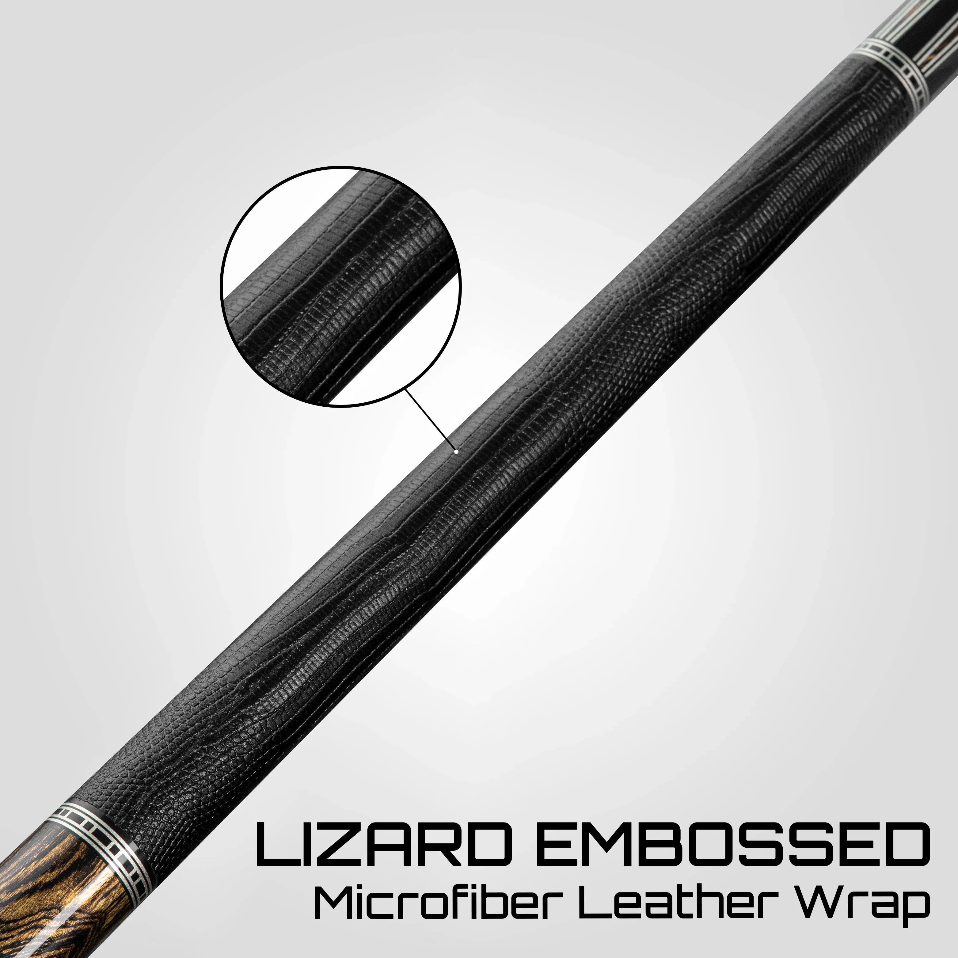 Rhino Retrô Lizard Embossed Microfiber Leather Wrap Pool Cue & Point, Bocote