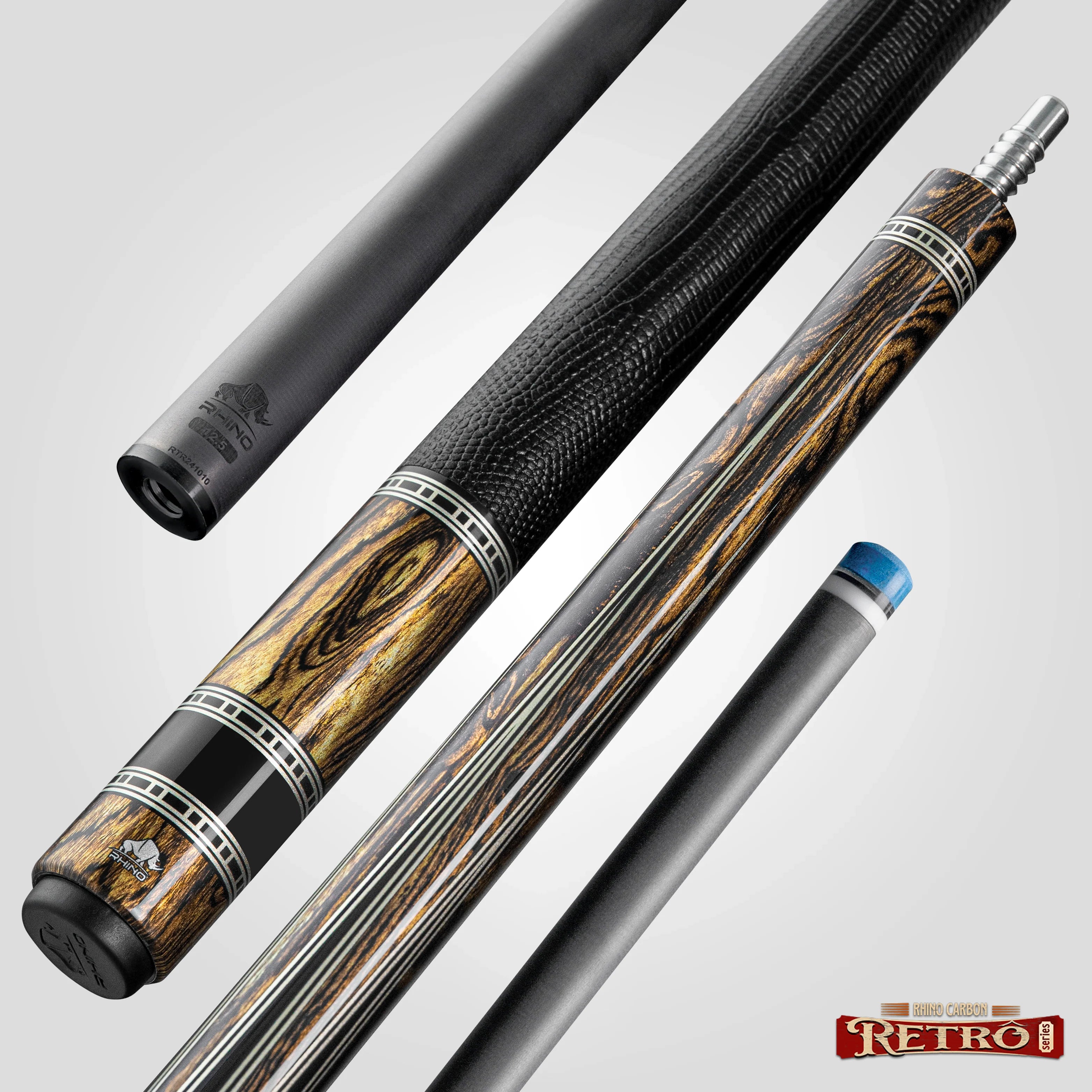 Rhino Retrô Lizard Embossed Microfiber Leather Wrap Pool Cue & Point, Bocote
