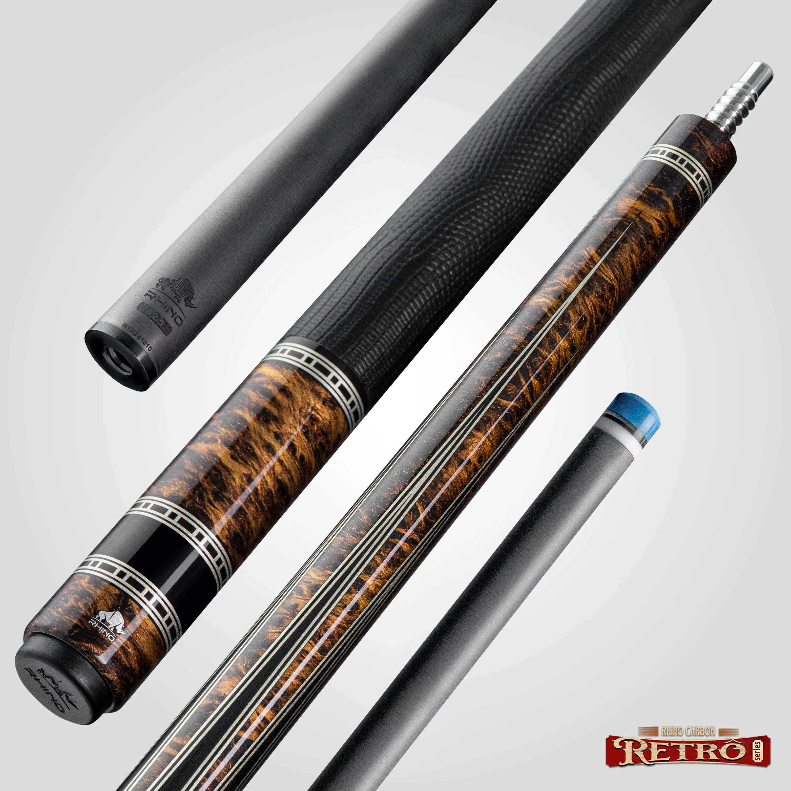 Rhino Retrô Lizard Embossed Microfiber Leather Wrap Pool Cue & Point, Thuya