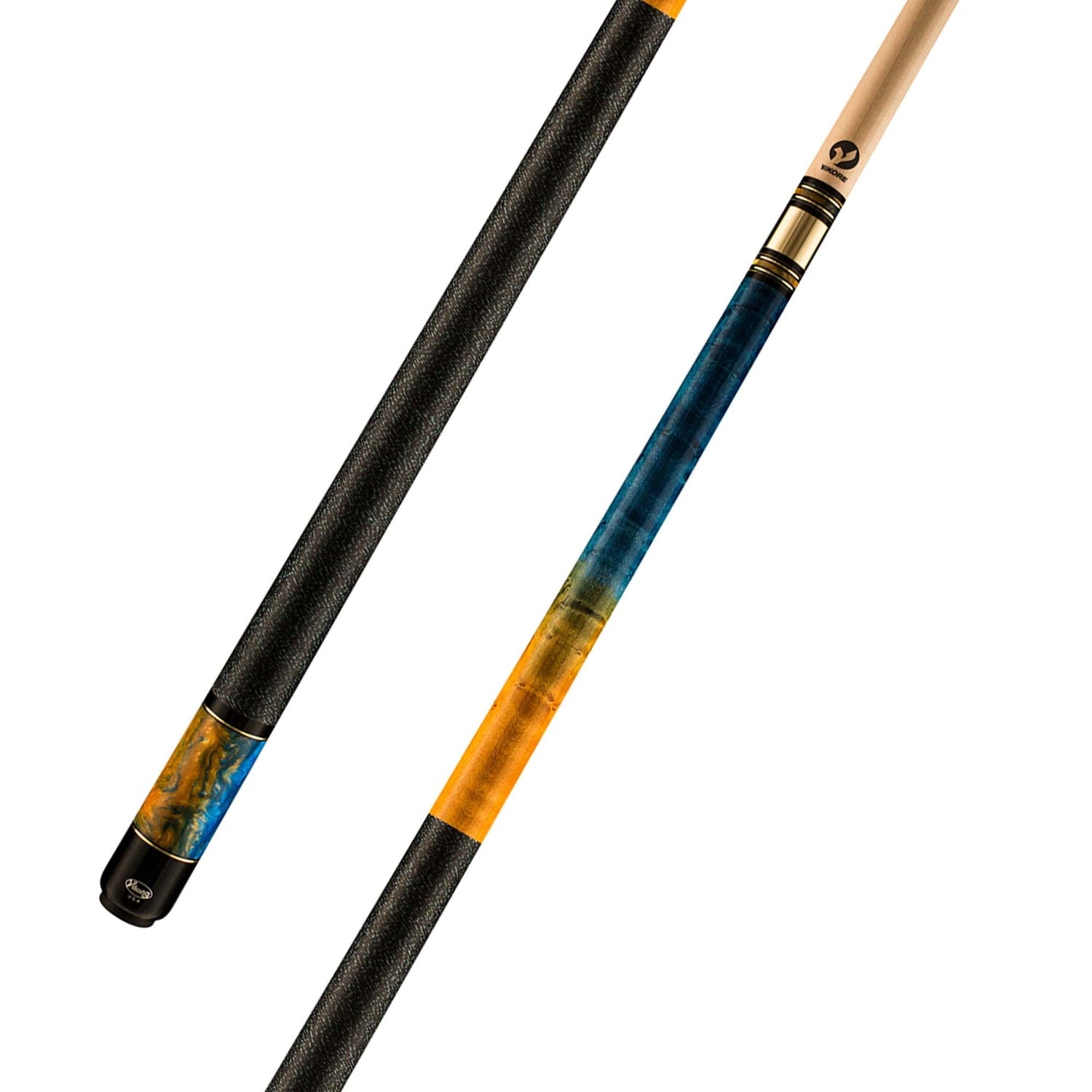 Viking TW0116 Birdseye Maple Cue, Washed Ocean Blue/Yellow Sunflower Stain