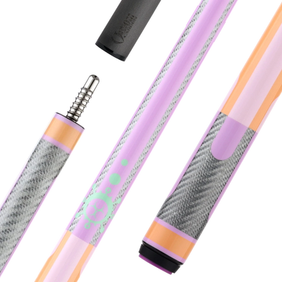 Poison Candy Sugar Pool Cue with Carbon Fiber Shaft - Peach/Lavender - No Wrap