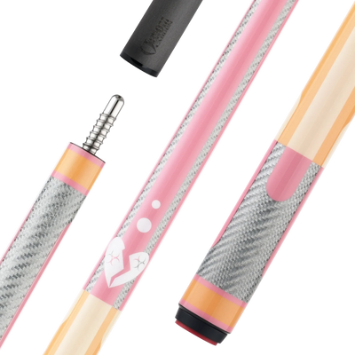Poison Candy Sugar Pool Cue with Carbon Fiber Shaft - Peach/Pink - No Wrap