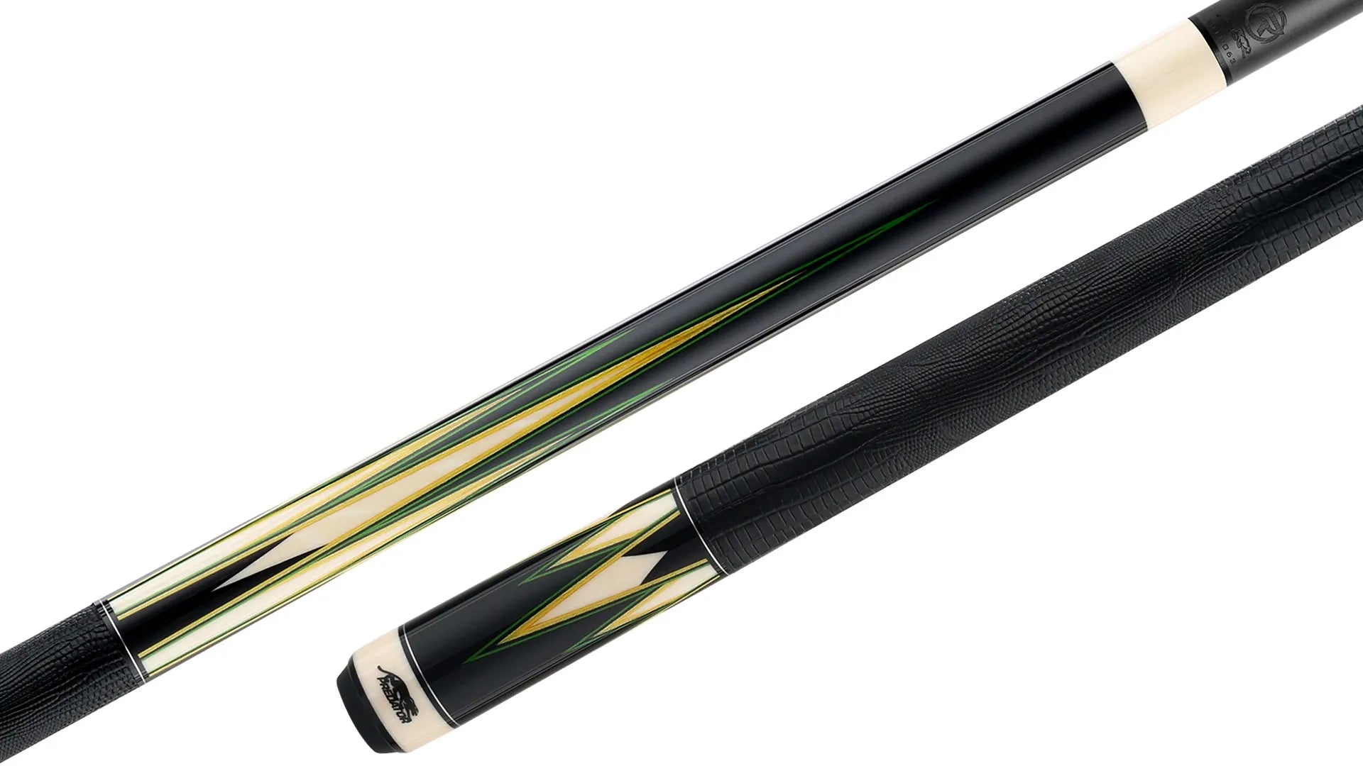 Predator LE True Splice 16 Pool Cue - Ebony with Green/Yellow Points - Leather Wrap