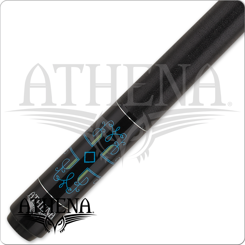 Athena ATH51 Pool Cue, Green & Blue Pin Stripe Design