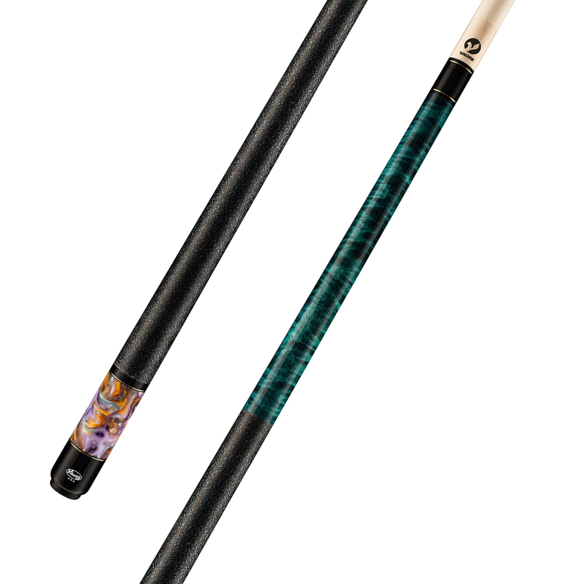 Viking BE0308 Teal Stain Cue, Premium Curly Maple Forearm