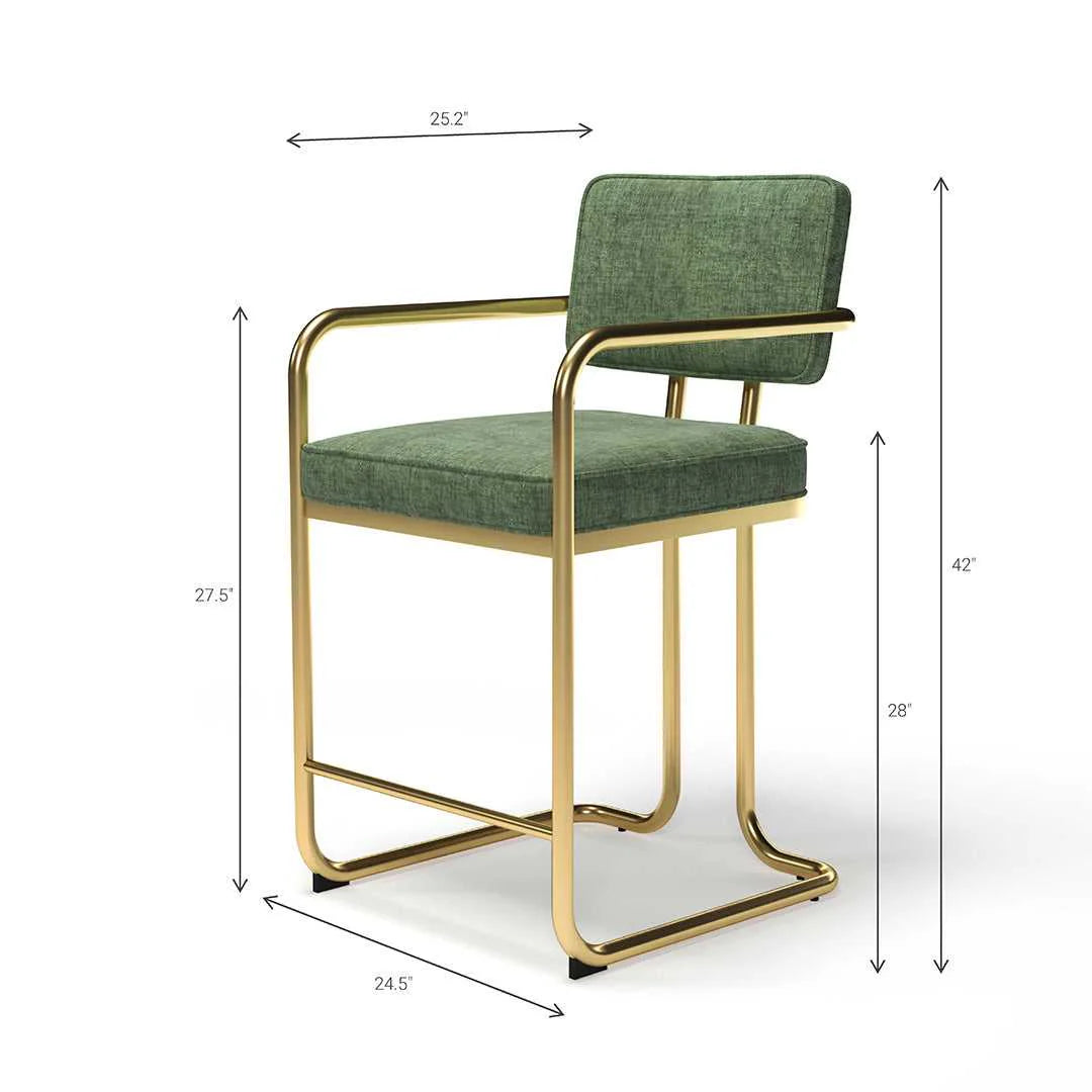 Ram Game Room Prohibition Series Barstool with Arms - Green