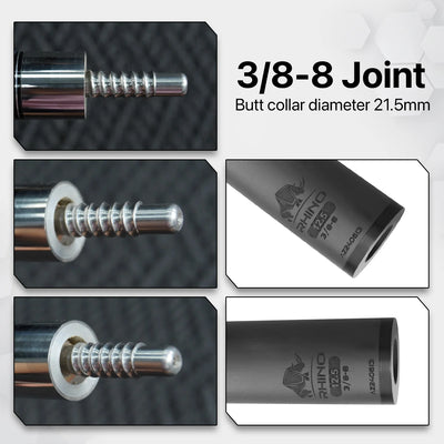 Rhino 30" 3/8-8 Carbon Pool Cue Single Shaft, 12.4 mm