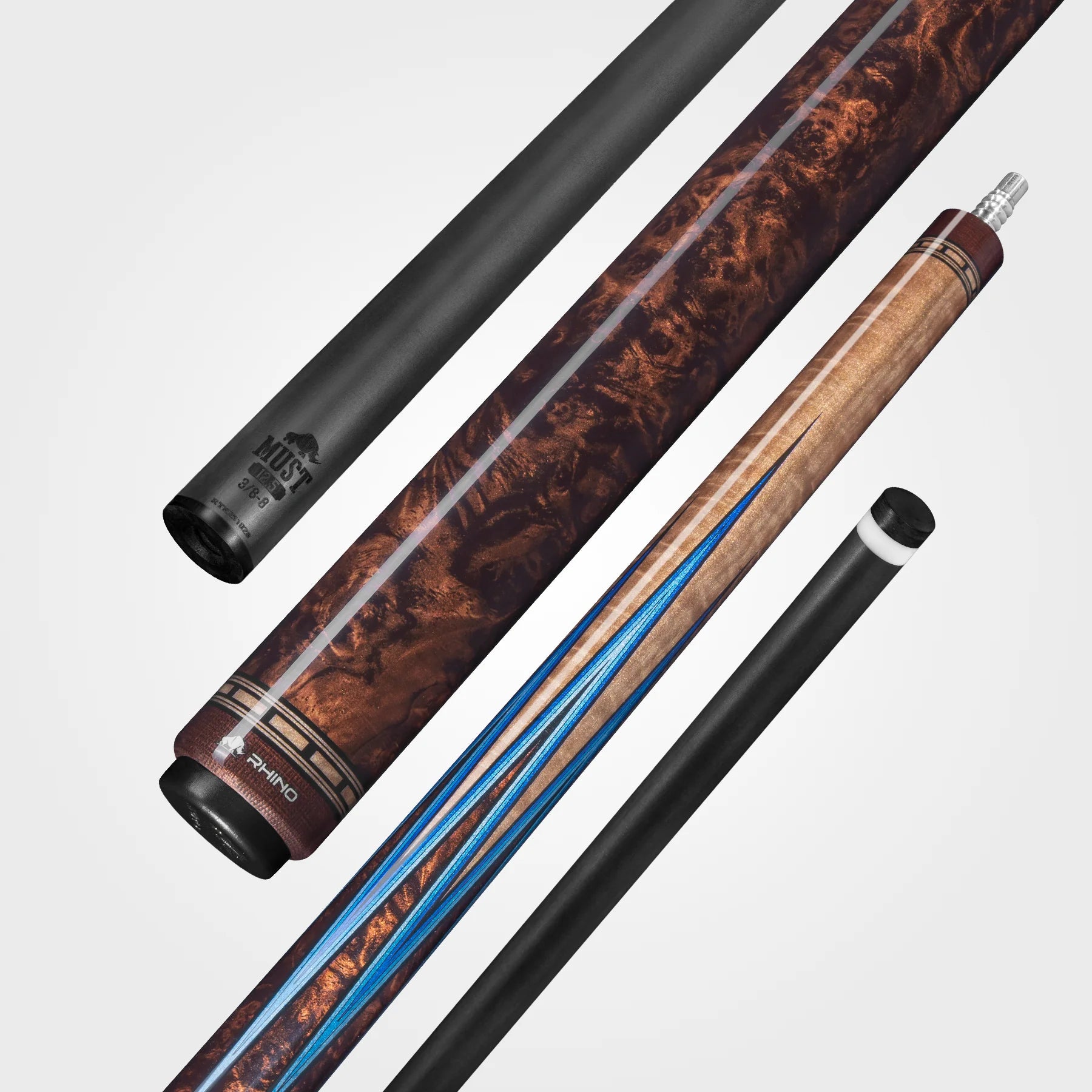 Rhino Must Pool Cue MU1 Burl Bluepoint, 12.5mm