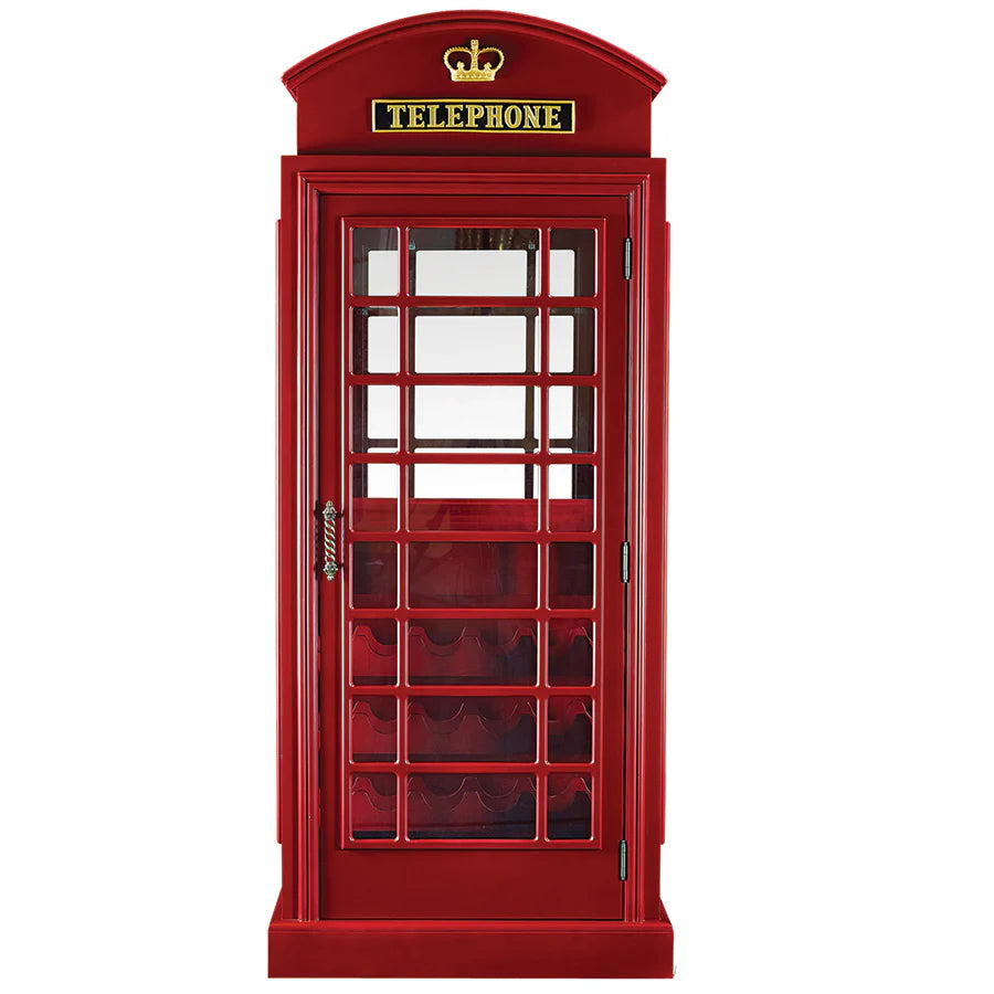 Ram Game Room Red Old English Telephone Booth Bar Cabinet - Red