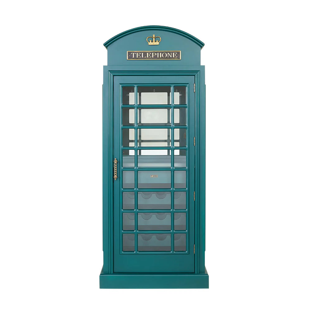 Ram Game Room Green Old English Telephone Booth Bar Cabinet - Green