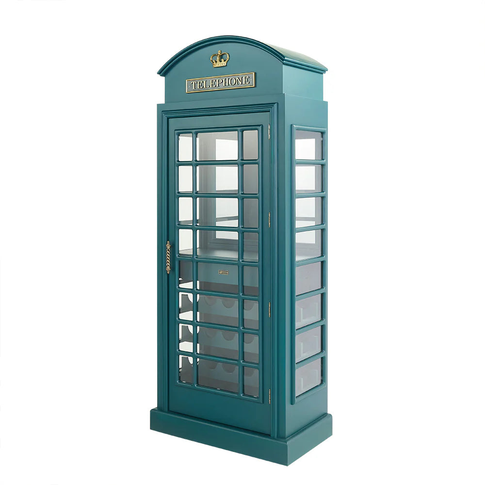 Ram Game Room Green Old English Telephone Booth Bar Cabinet - Green