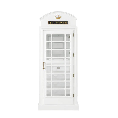 Ram Game Room White Old English Telephone Booth Bar Cabinet - White