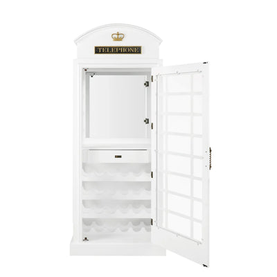 Ram Game Room White Old English Telephone Booth Bar Cabinet - White