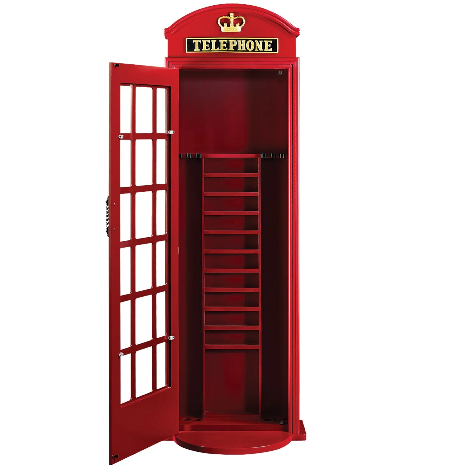 Ram Game Room Red Old English Telephone Booth Cue Holder - Red