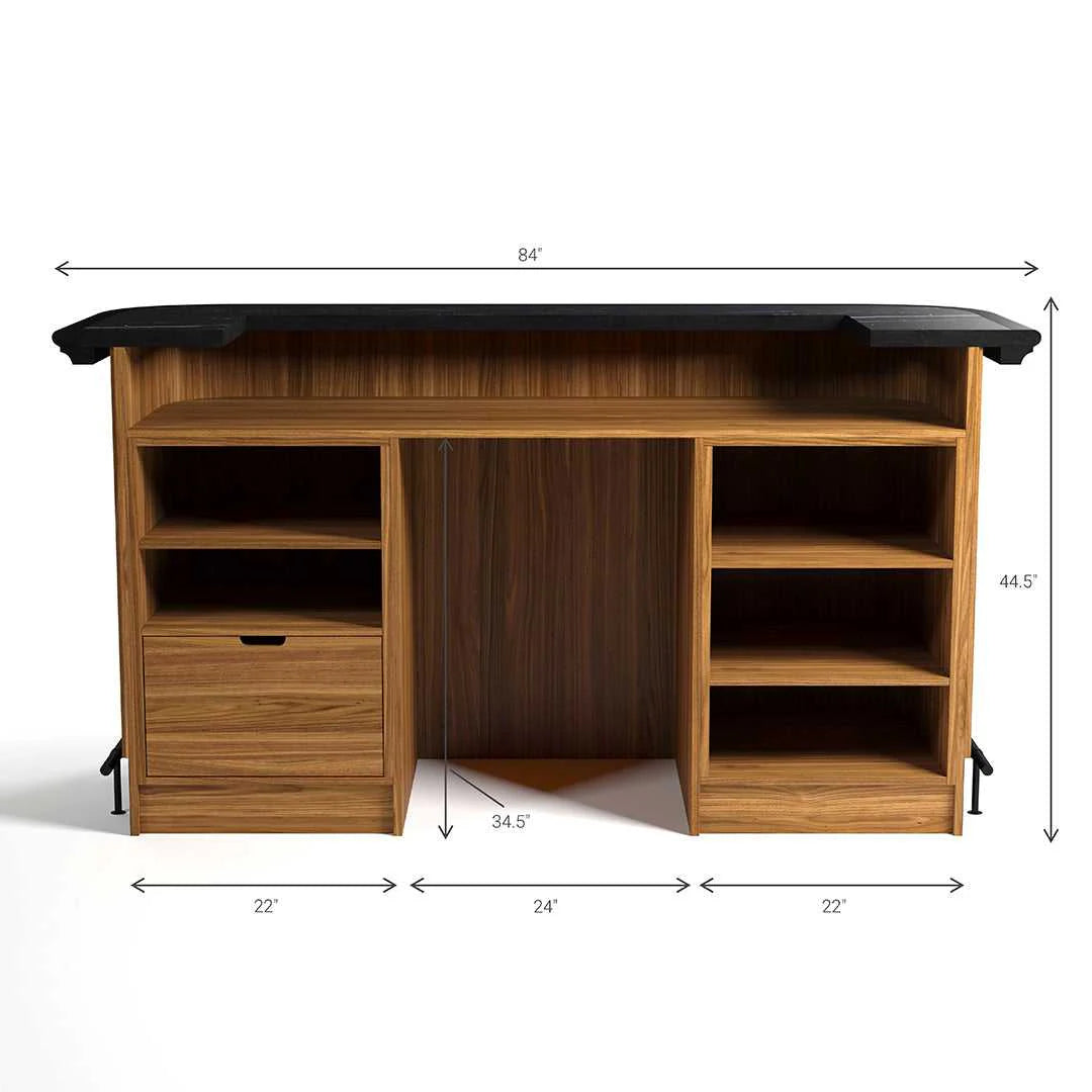 Ram Game Room Prohibition Series 84" Cocktail Bar-Walnut
