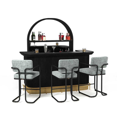 Ram Game Room Prohibition Series Barstool with Arms - Gray