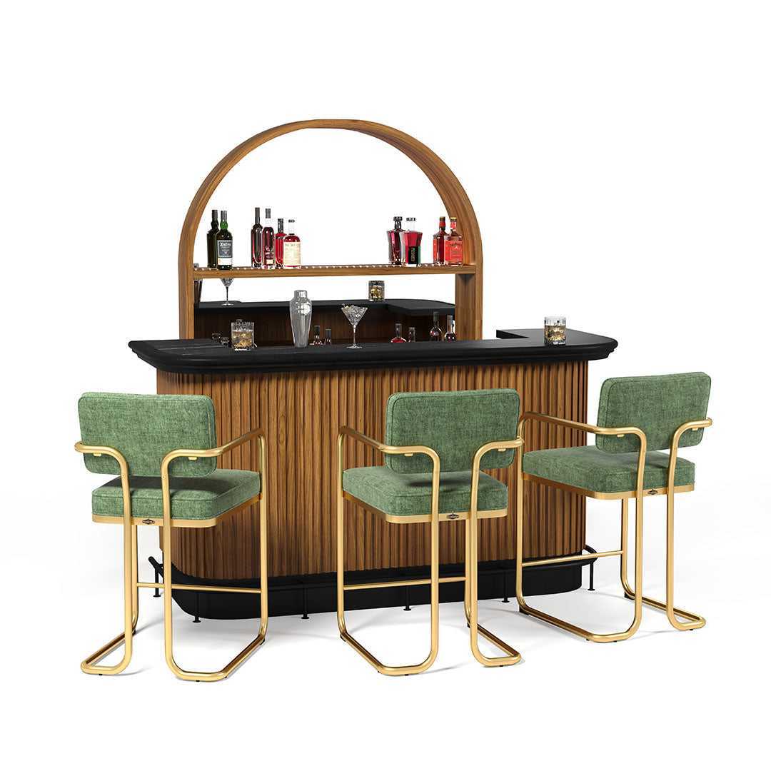 Ram Game Room Prohibition Series Barstool with Arms - Green