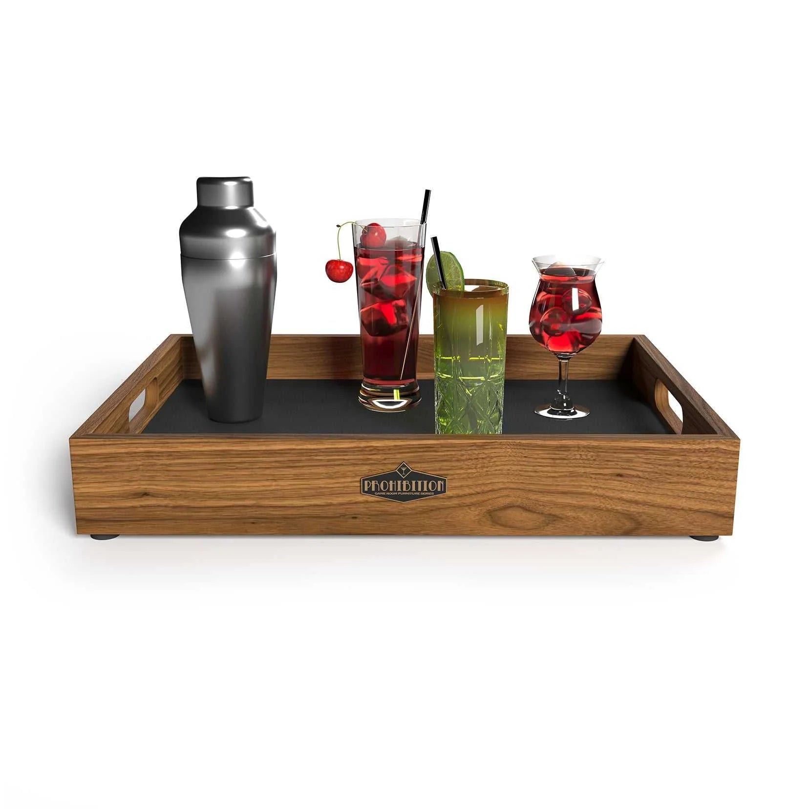 Ram Game Room Prohibition Series Leaning Bar Drink Tray - Walnut