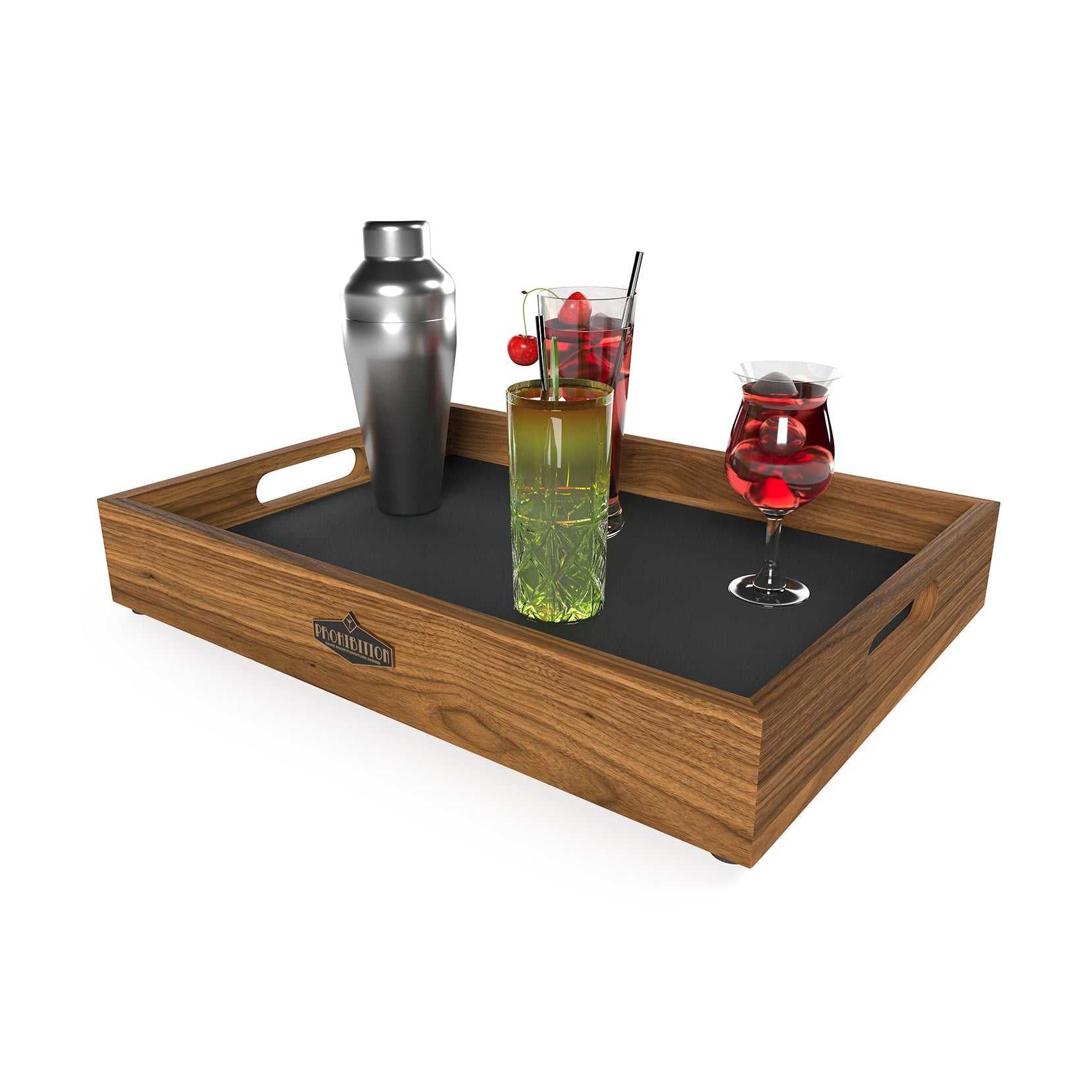 Ram Game Room Prohibition Series Leaning Bar Drink Tray - Walnut