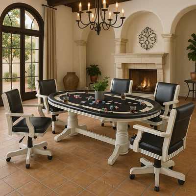Ram Game Room 84" Texas Hold'Em Game Table - Antique White