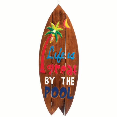 Ram Game Room Life Is Great By The Pool Surfboard Sign