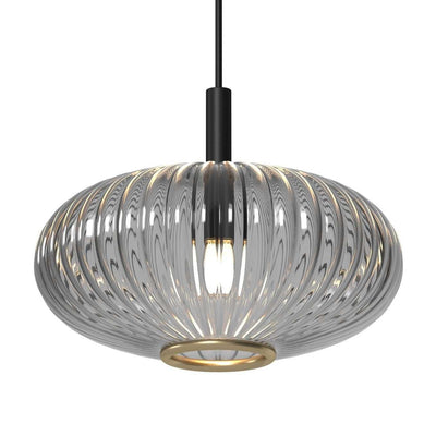 Ram Game Room Prohibition 54" 3 Light Glass Shade Fixture, Black & Smoke