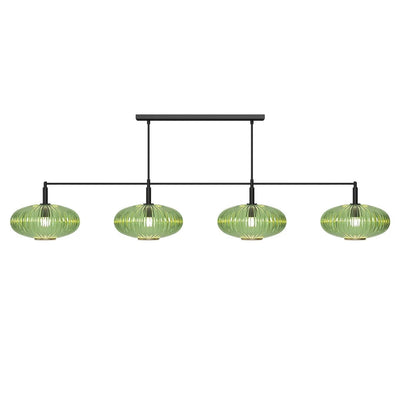 Ram Game Room Prohibition 65" 4 Glass Shade Fixture, Black & Green