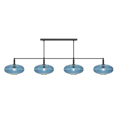 Ram Game Room Prohibition 65" 4 Glass Shade Fixture, Black & Blue