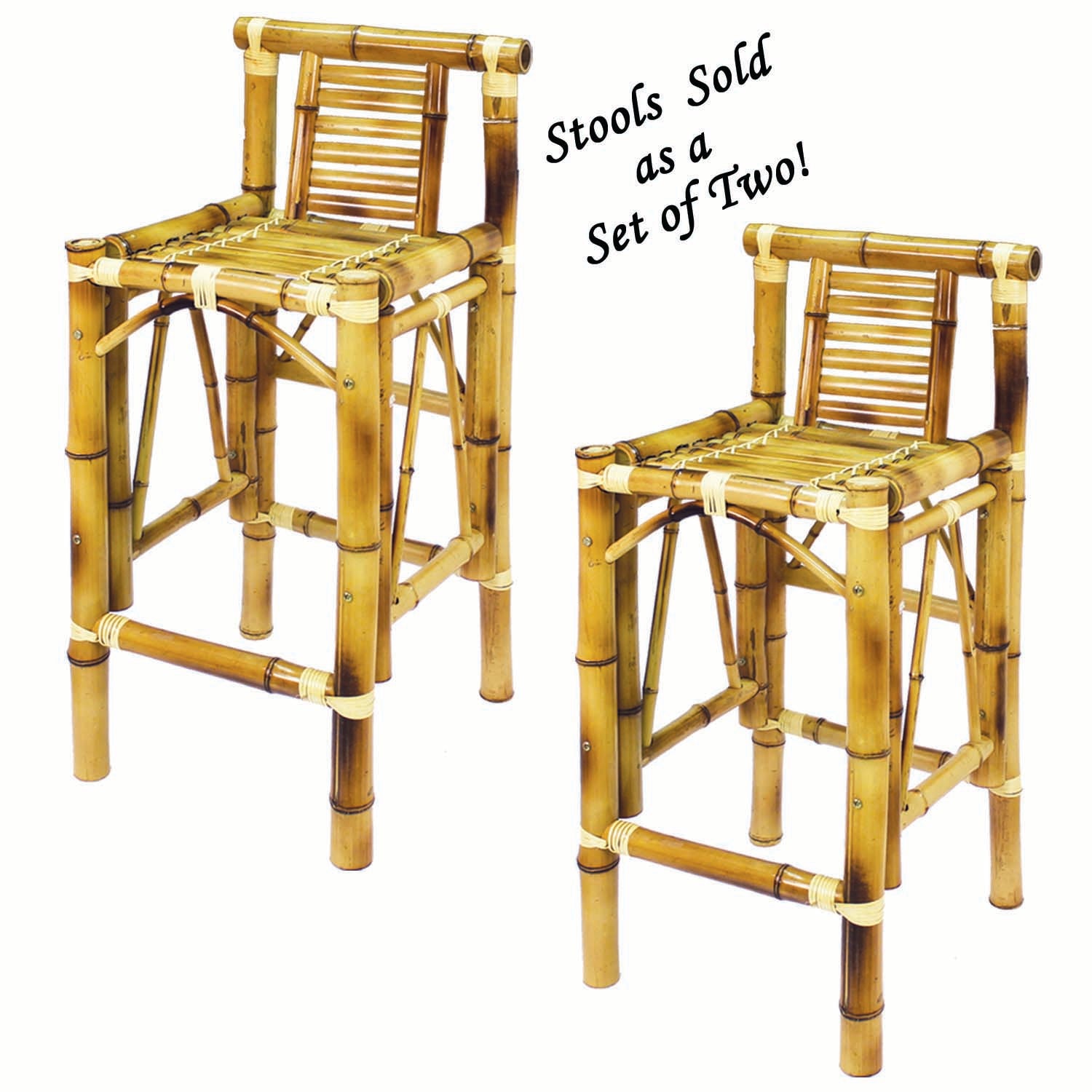 Ram Game Room Set Of Two Bamboo Tiki Bar Stools