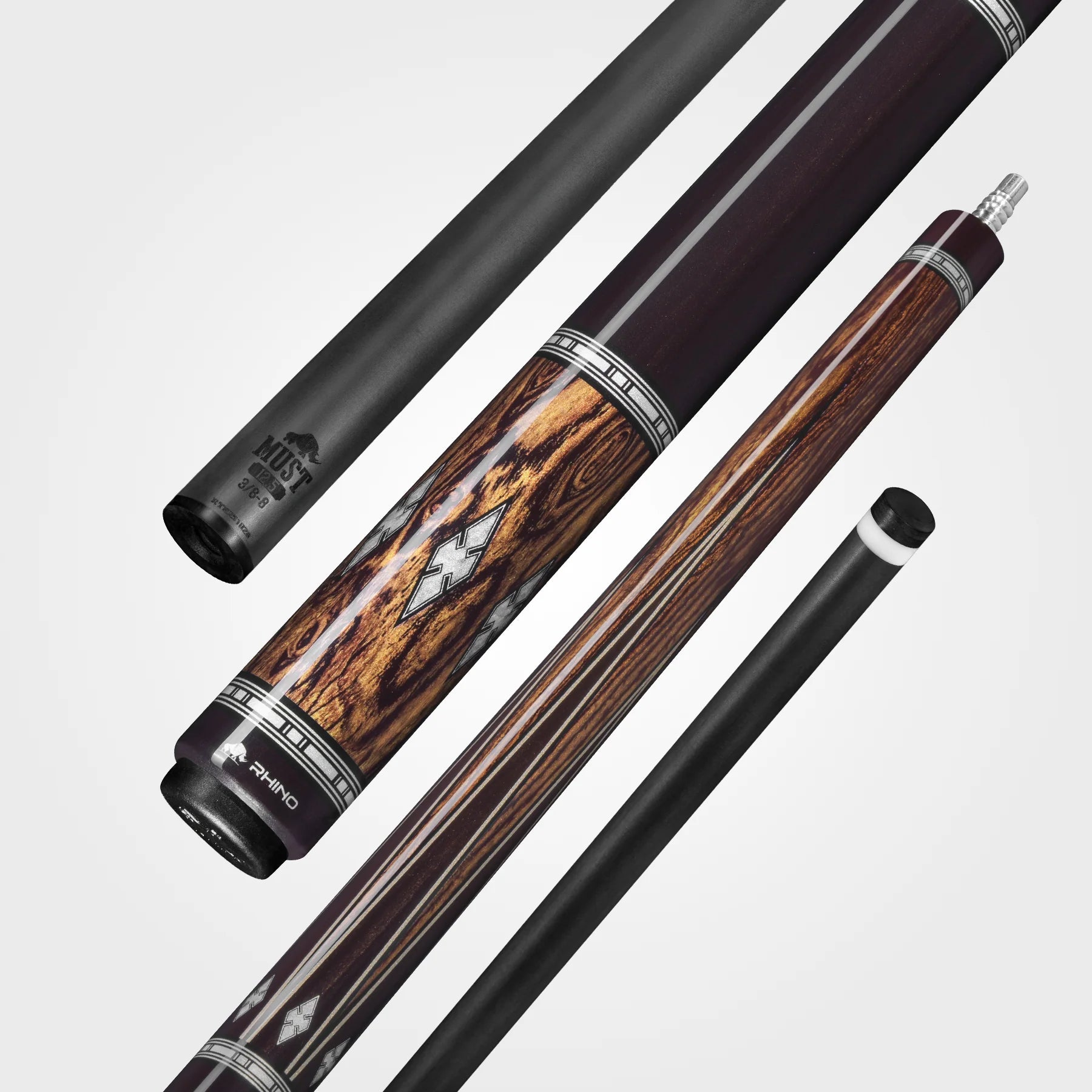 Rhino Must Pool Cue MU2 Bocote Ebony Diamond, 12.5mm