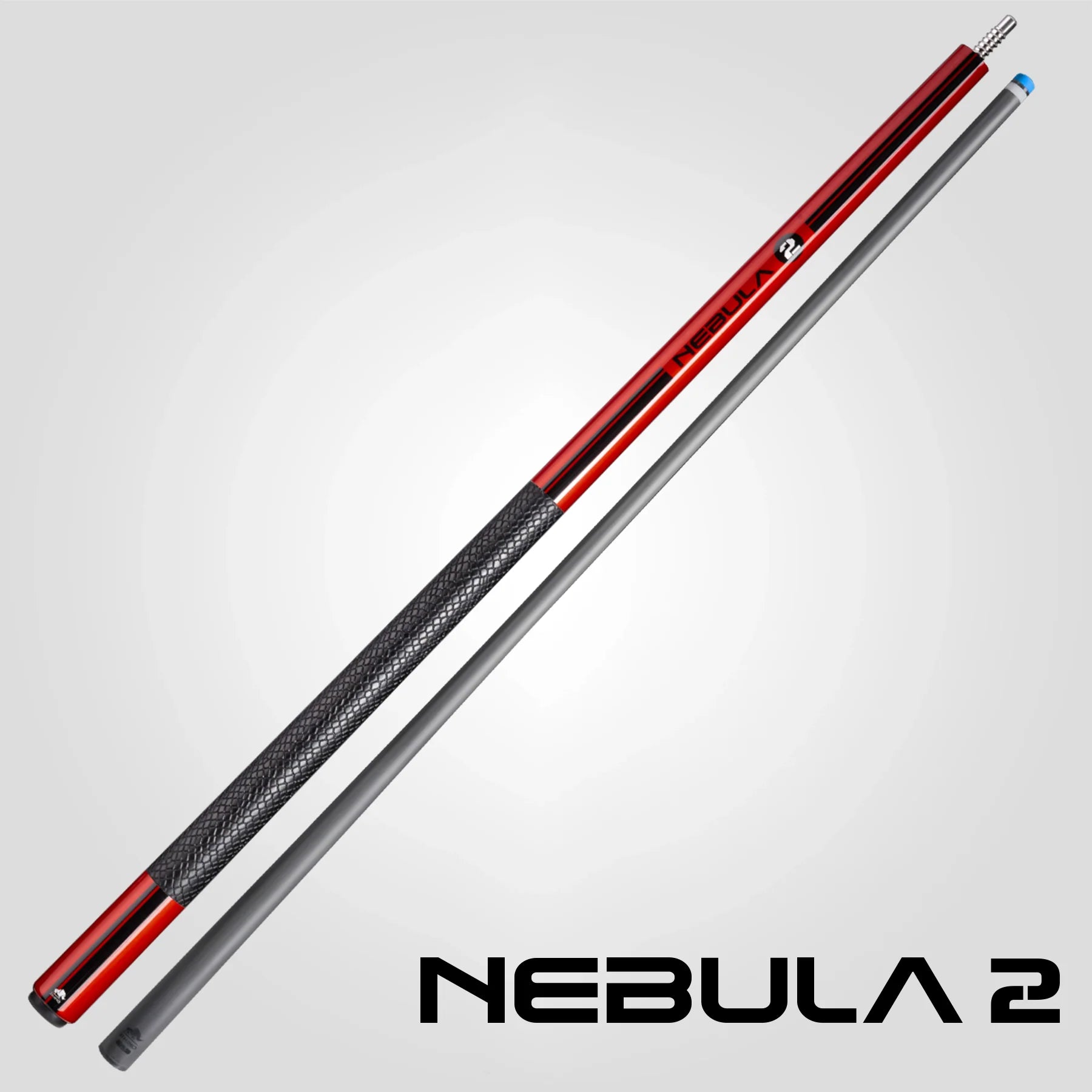 Rhino Nebula 2 Sport Wrap Pool Cue 12.4mm, Crimson Red